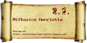Mifkovics Henrietta névjegykártya